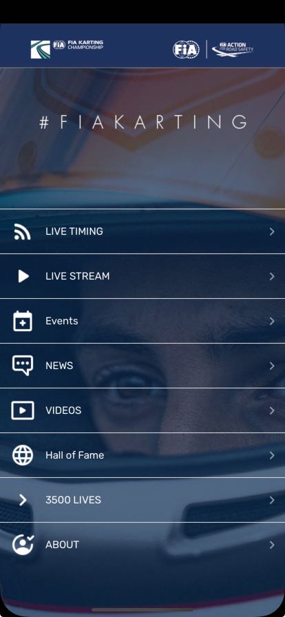 FIA Karting sports app by Shoutem