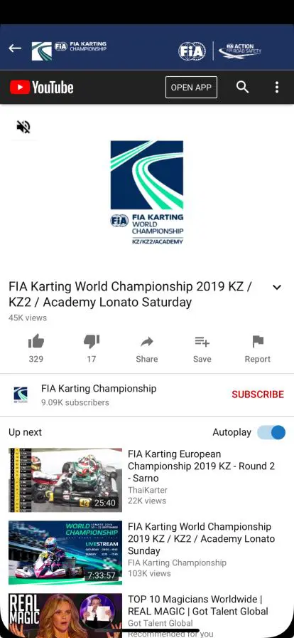 FIA Karting sports app by Shoutem