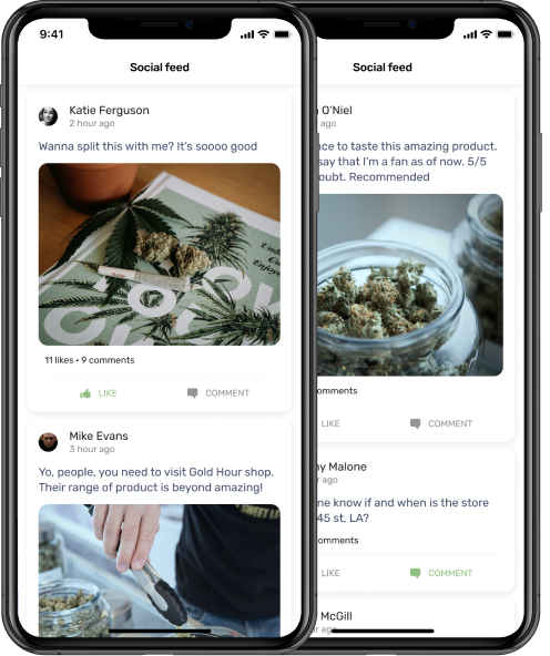 Marijuana app features - social wall