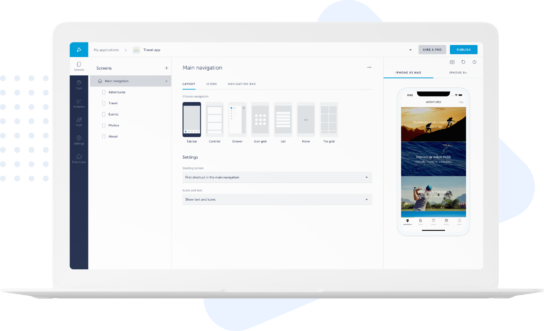 Product image of the Shoutem mobile app builder