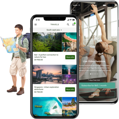 Two smartphones with mobile tourism apps