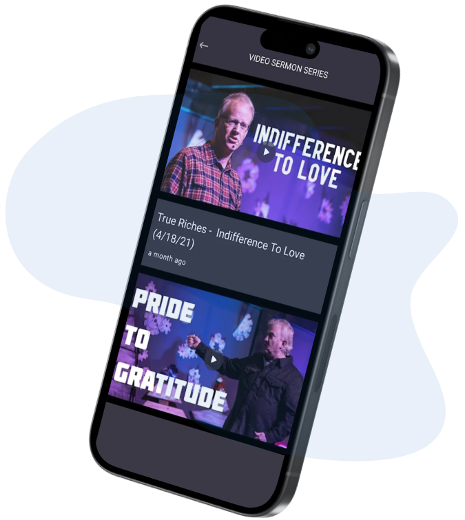 Video/Podcast screen on church app